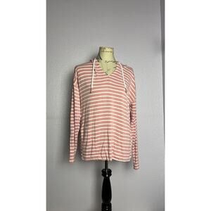 Buffalo David Britton PINK & WHITE Stripe Top Women’s Medium